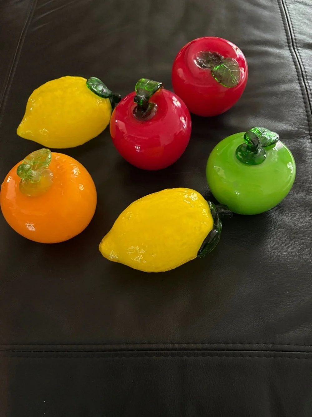 Vintage 6 Large Pieces Murano Style Hand Blown Glass Fruits & Vegetables Decor